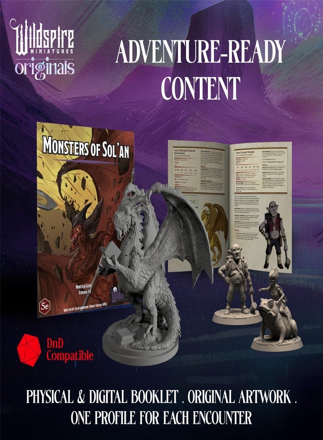 Wildspire Fantasy Monsters & Bookish Dragon for DND Miniatures Unpainted Bulk 28mm-32mm Dungeons & Dragons Minis Pathfinder Figures Fantasy Unpainted Tabletop RPG Miniature Starter Set for DD - Image 4
